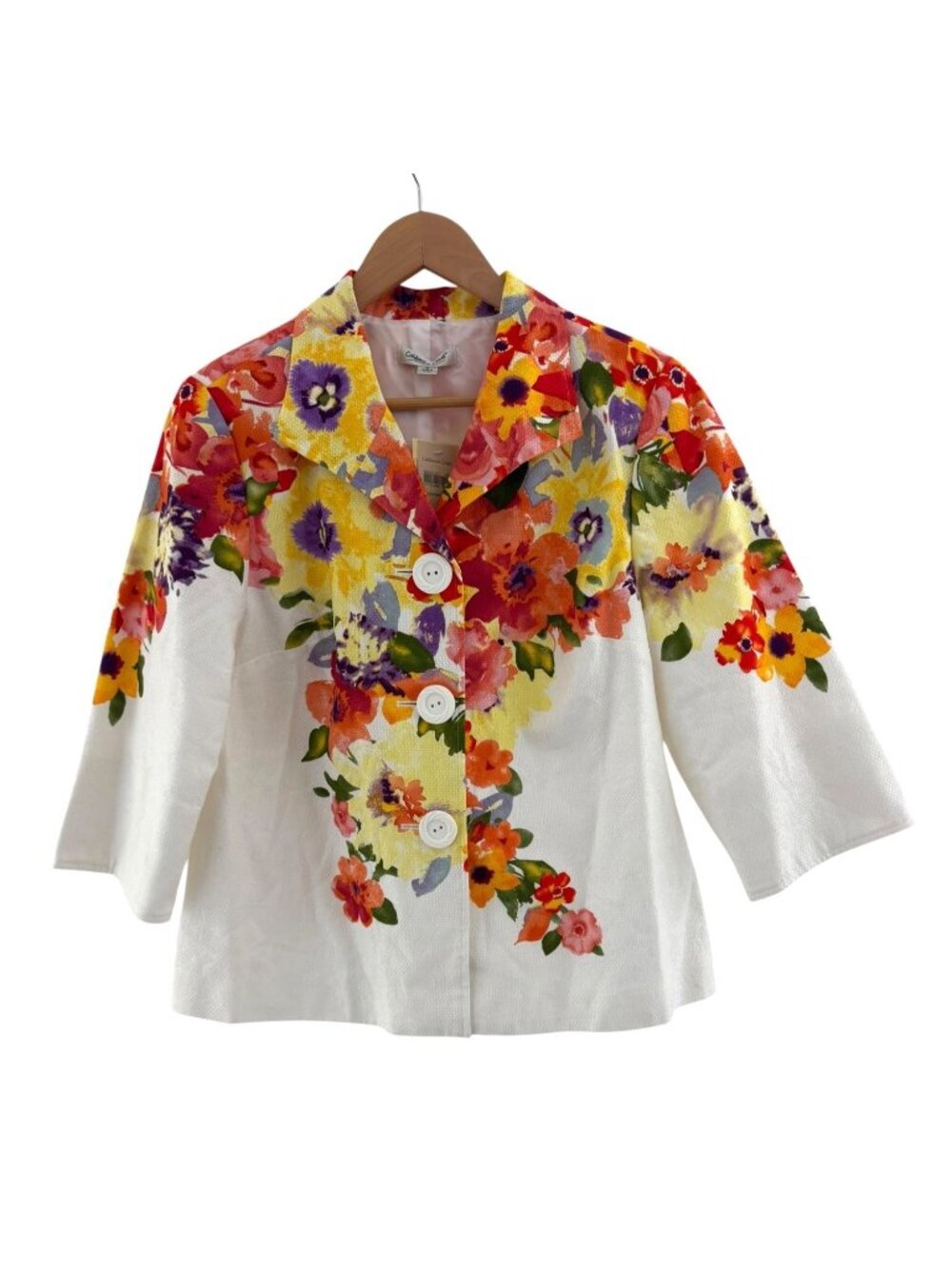 Coldwater Creek Colorful Multicolor Floral Print Lined jacket Blazer Size 12 New